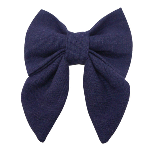 Navy Linen Lady Bow