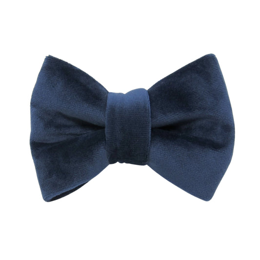 Navy Velveteen Dog Bow Tie