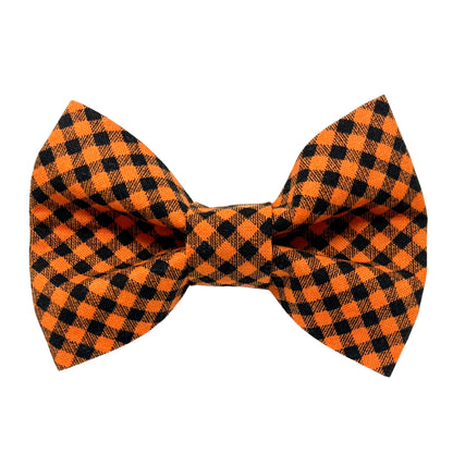 Orange and Black Check Dog Bow Tie