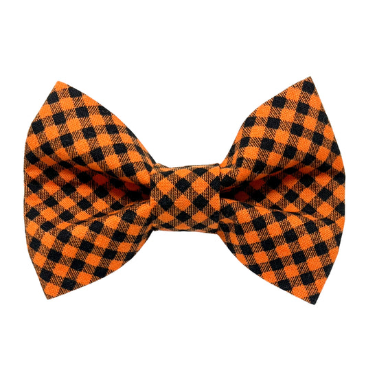 Orange and Black Check Dog Bow Tie