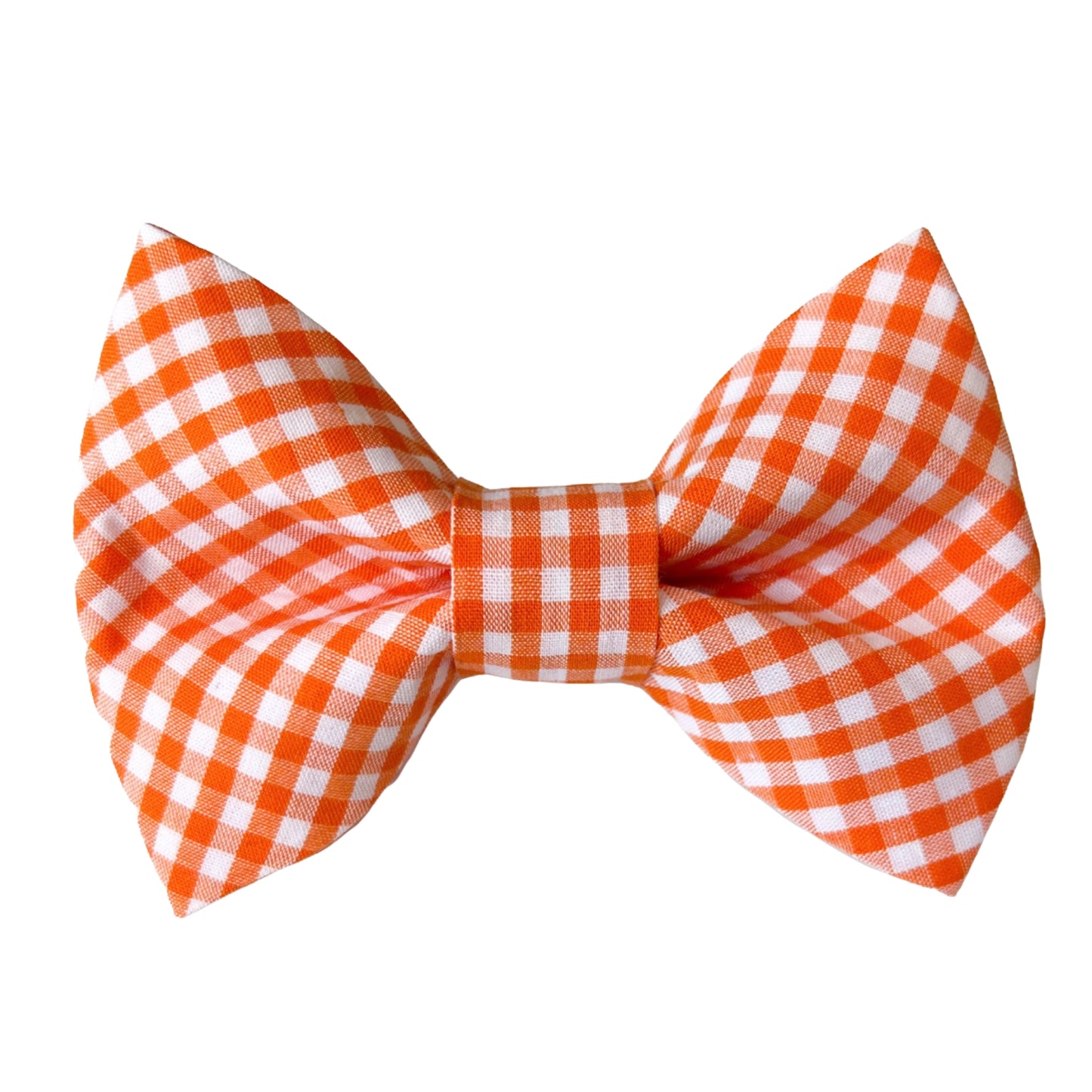 Orange Gingham Dog Bow Tie