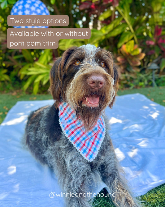 Patriotic Gingham Dog Bandana