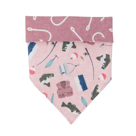 Gone Fishing Dog Bandana - Pink