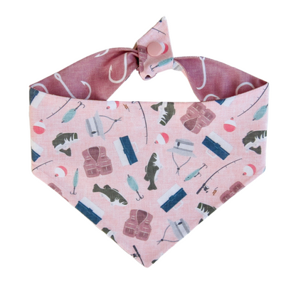 Gone Fishing Dog Bandana - Pink