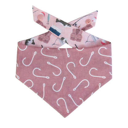 Gone Fishing Dog Bandana - Pink