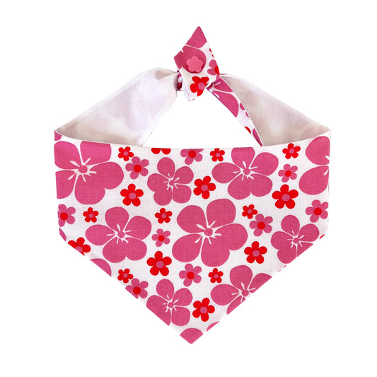 Pink Hibiscus Tie On Dog Bandana