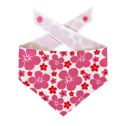 Pink Hibiscus Tie On Dog Bandana