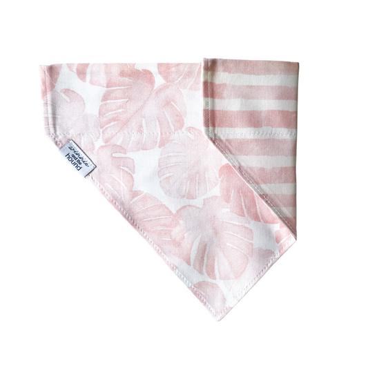 Pink Monstera Over the Collar Dog Bandana