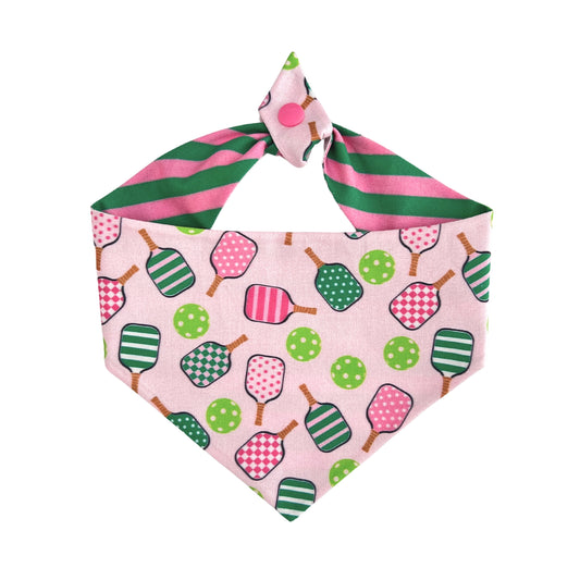 Pink Pickleball Tie On Dog Bandana