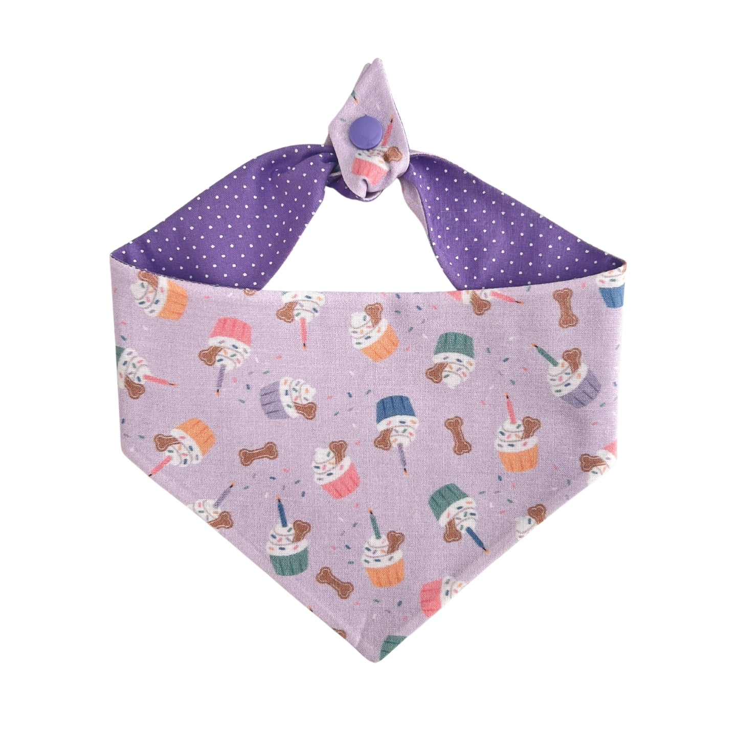 Purple Pupcake Tie On Dog Bandana