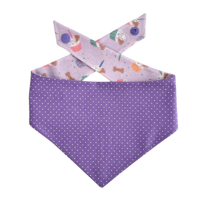 Purple Pupcake Tie On Dog Bandana