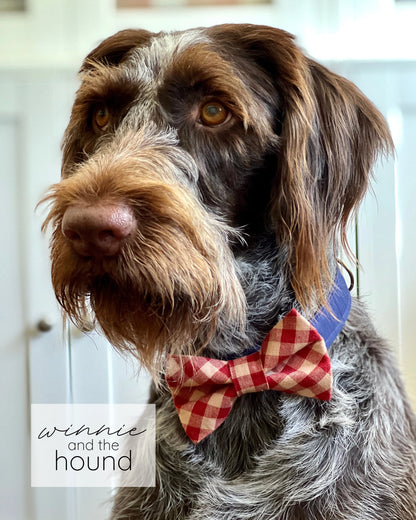 Red and Tan Check Dog Bow Tie