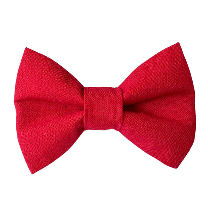 Red Linen Dog Bow Tie