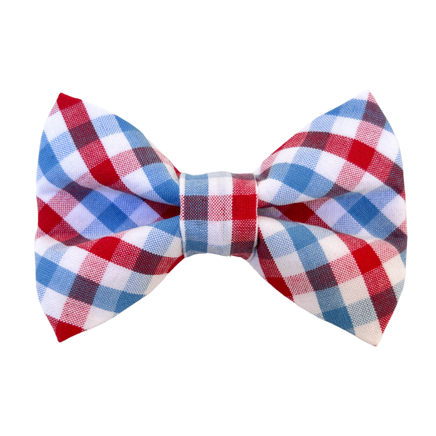 Patriotic Gingham Dog Bow Tie