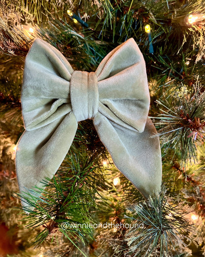 Sage Green Velveteen Lady Bow