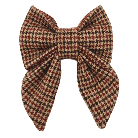 Autumn Houndstooth Flannel Lady Bow