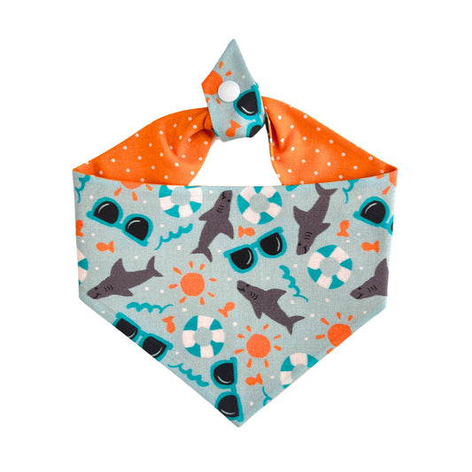 Summer Sharks Tie On Dog Bandana