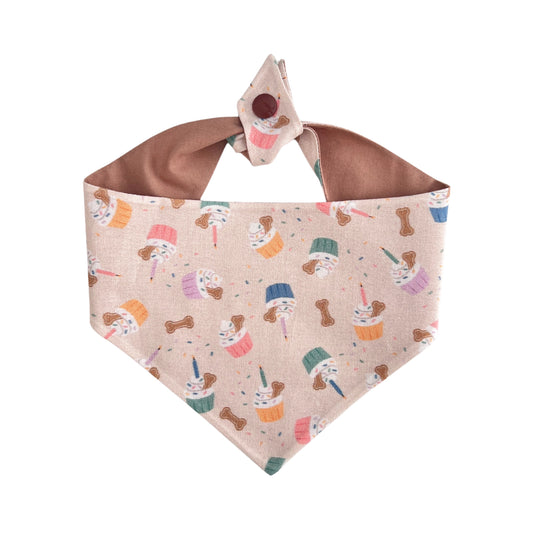 Tan Pupcake Tie On Dog Bandana