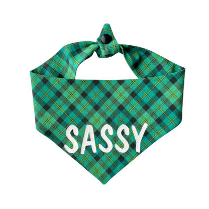 St Patrick's Day Plaid Tie On Dog Bandana