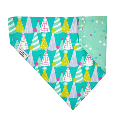 Aqua Party Hats Over the Collar Dog Bandana