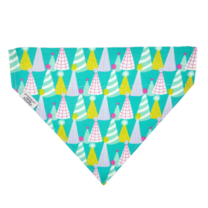 Aqua Party Hats Over the Collar Dog Bandana