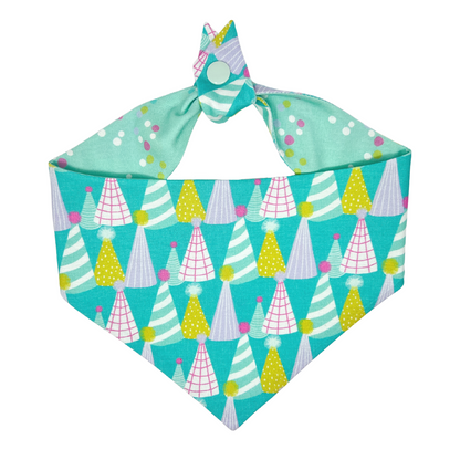 Aqua Party Hats Dog Bandana