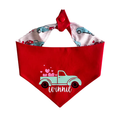 Love Trucks Tie On Dog Bandana