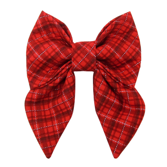 Silver Yuletide Plaid Lady Bow