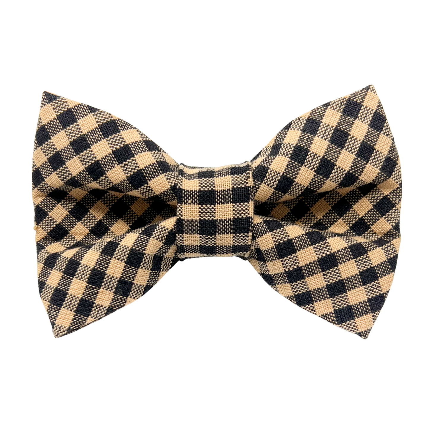 Black and Tan Check Dog Bow Tie