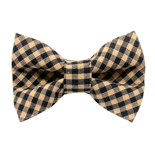 Black and Tan Check Dog Bow Tie