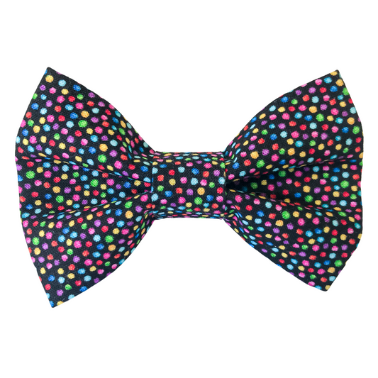 Black Confetti Dots Dog Bow Tie