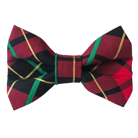 Christmas Plaid Dog Bow Tie