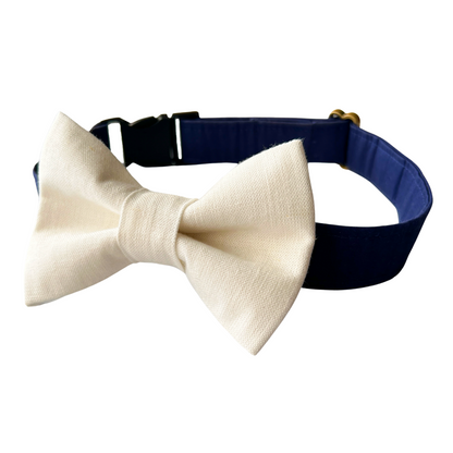 Cream Linen Dog Bow Tie