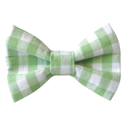 Green and White Check Dog Bow Tie