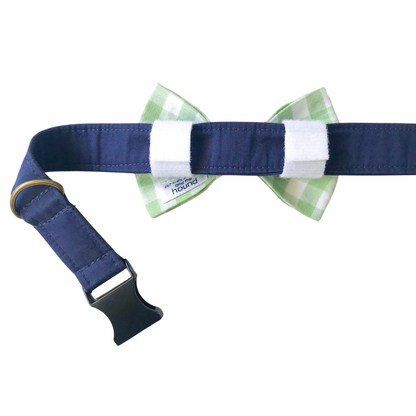 Green and White Check Dog Bow Tie