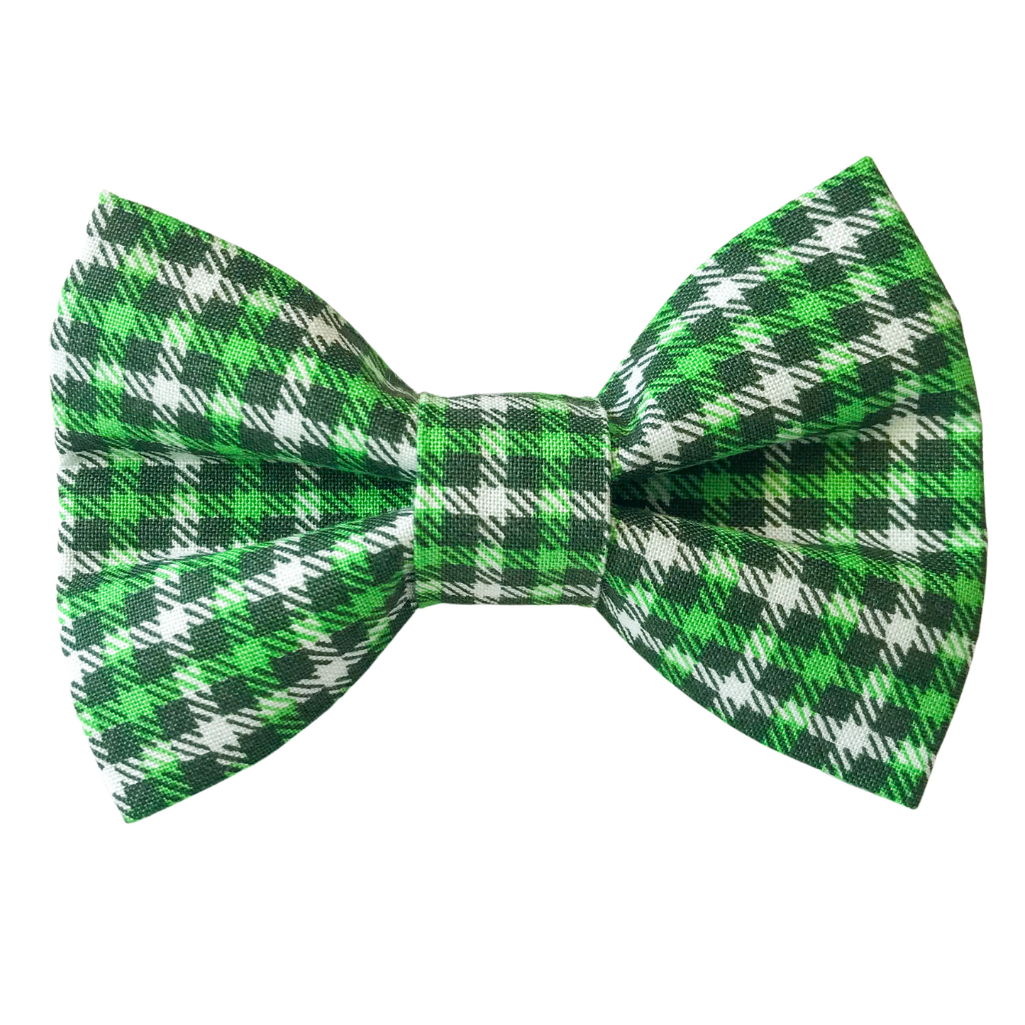 Green Plaid Dog Bow Tie