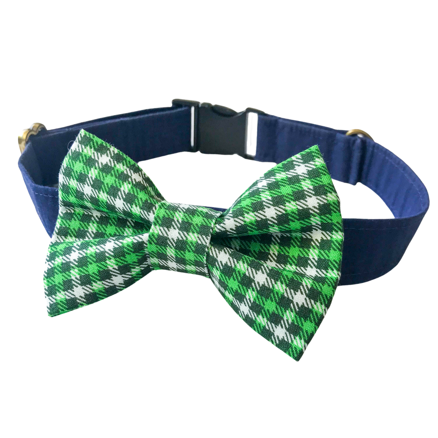 Green Plaid Dog Bow Tie