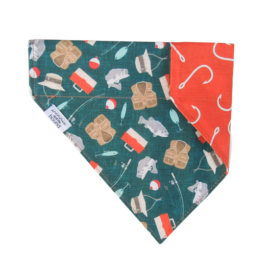 Green Gone Fishing Over the Collar Dog Bandana