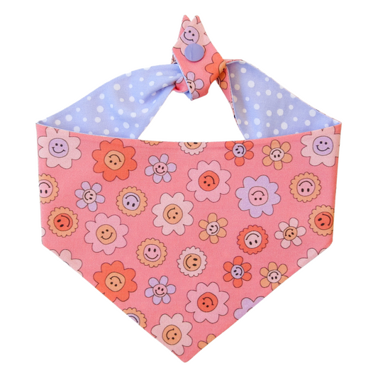 Happy Flowers Tie On Dog Bandana