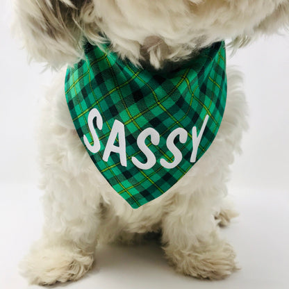 St Patrick's Day Plaid Tie On Dog Bandana