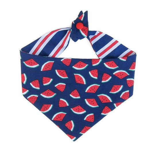 Watermelon Stripe Tie On Dog Bandana