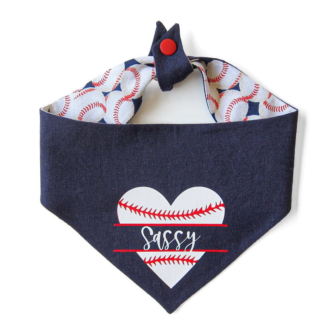 Baseball Tie On Dog Bandana