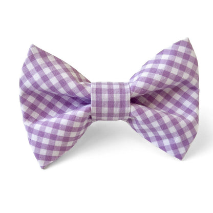 Purple Gingham Dog Bow Tie