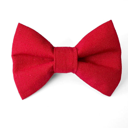 Red Linen Dog Bow Tie