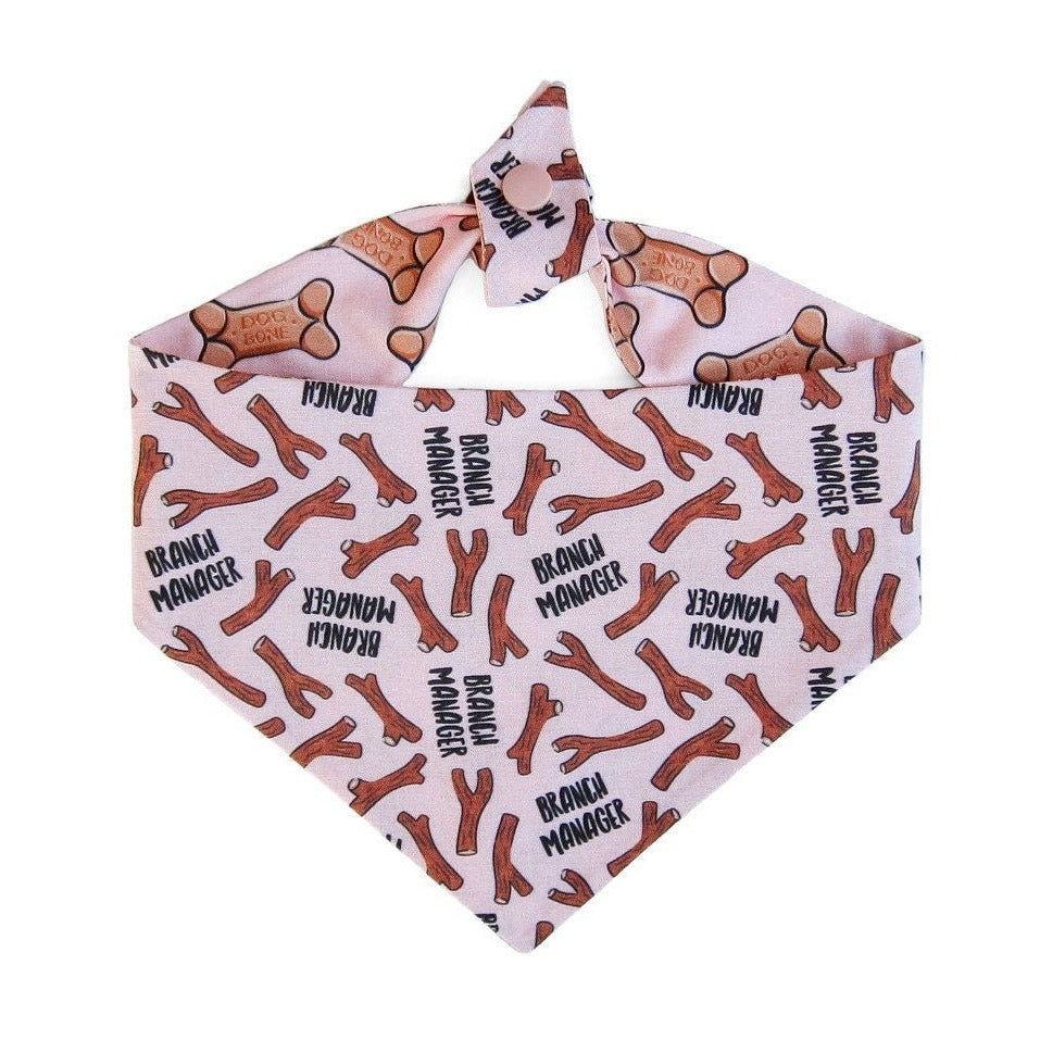 Pink Branch Manager Tie On Dog Bandana