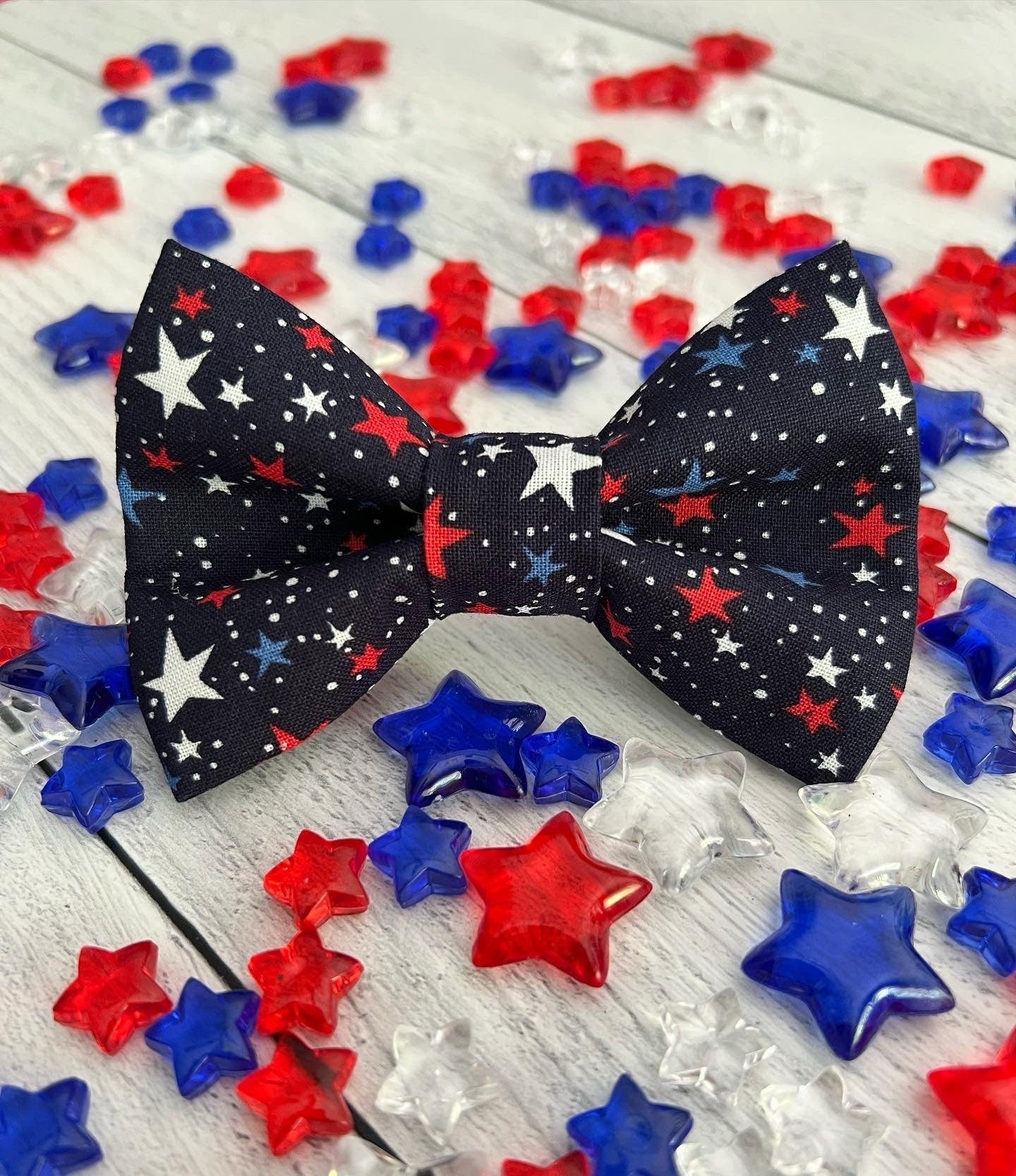 Patriotic Stars Dog Bow Tie