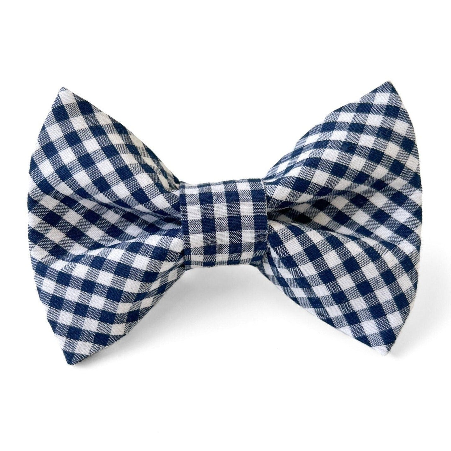 Navy Gingham Dog Bow Tie