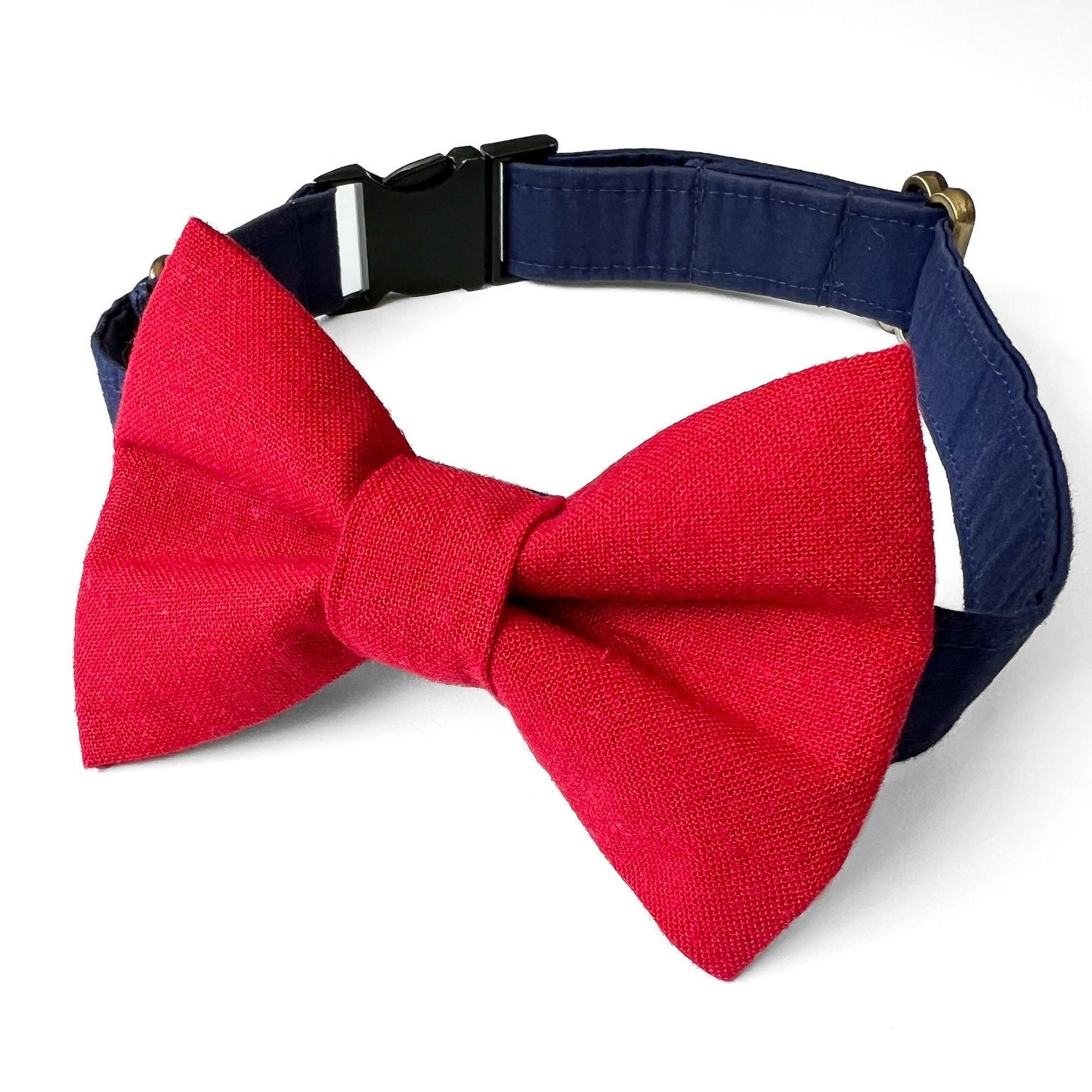 Red Linen Dog Bow Tie