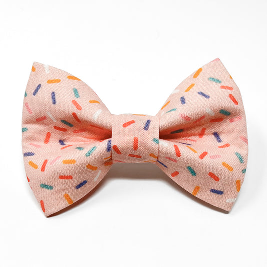 Light Pink Birthday Sprinkles Dog Bow Tie