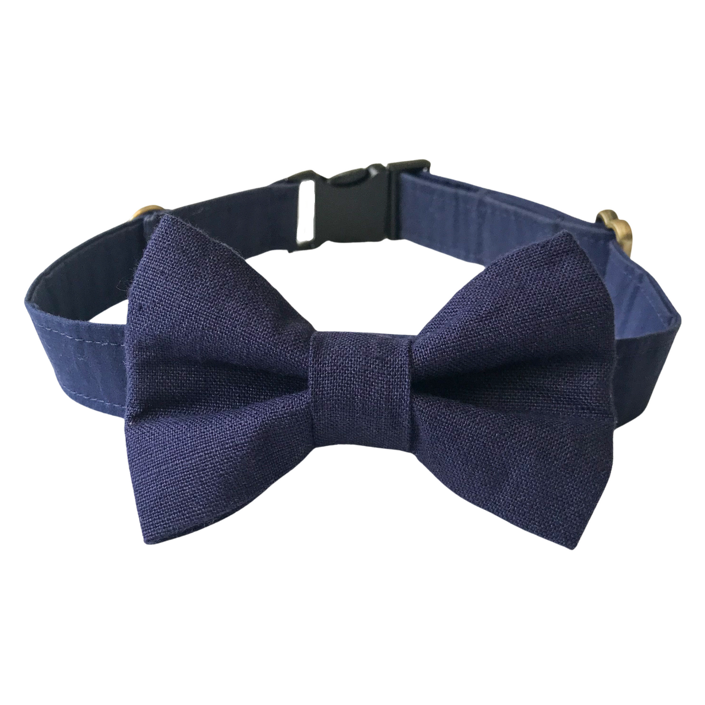 Navy Linen Dog Bow Tie